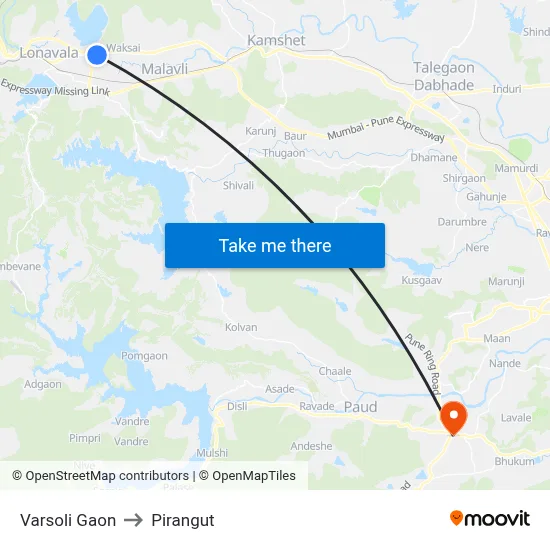 Varsoli Gaon to Pirangut map