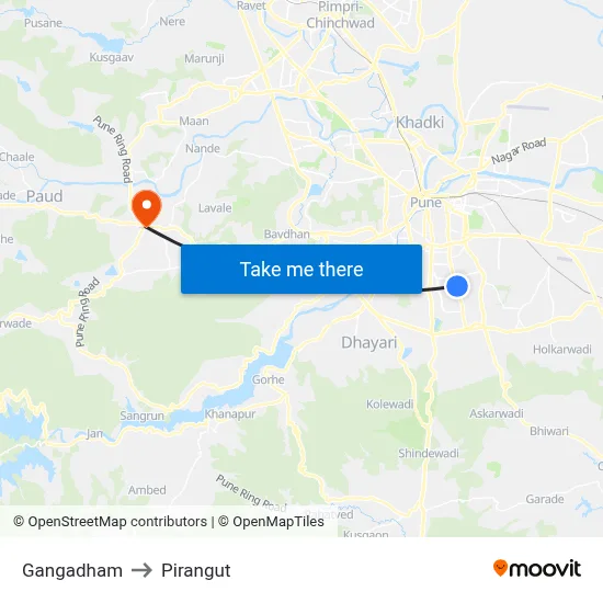 Gangadham to Pirangut map