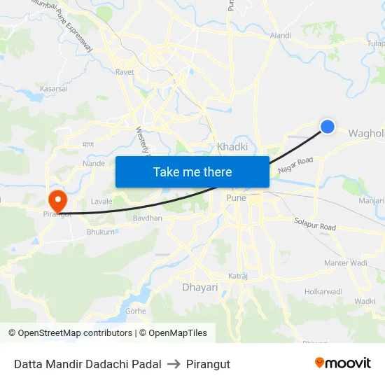 Datta Mandir Dadachi Padal to Pirangut map