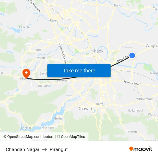 Chandan Nagar to Pirangut map