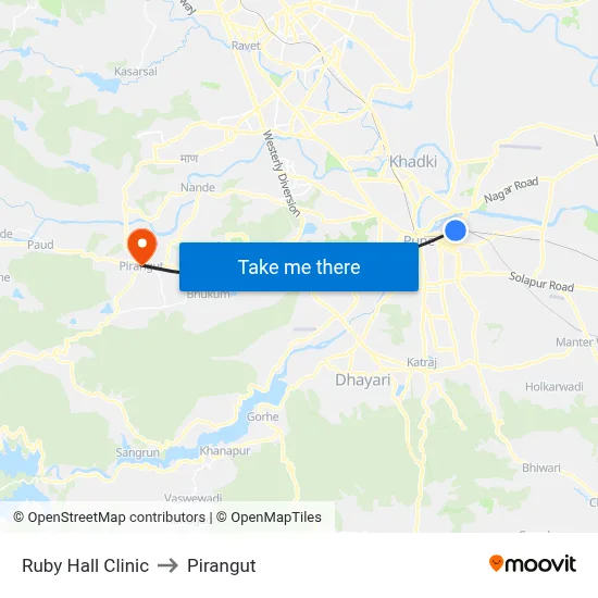 Ruby Hall Clinic to Pirangut map