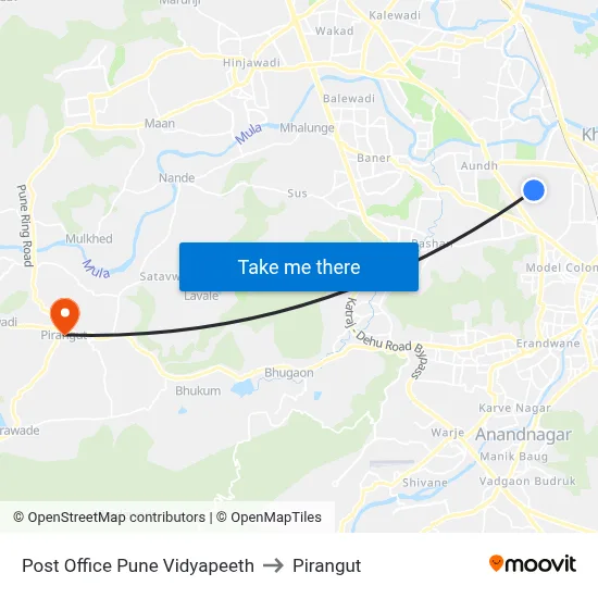 Post Office Pune Vidyapeeth to Pirangut map