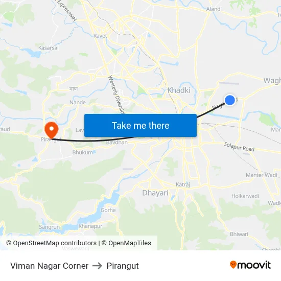 Viman Nagar Corner to Pirangut map