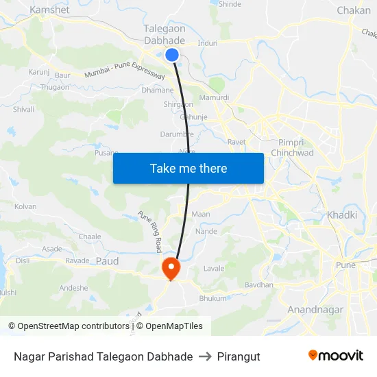 Nagar Parishad Talegaon Dabhade to Pirangut map
