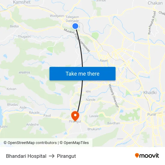 Bhandari Hospital to Pirangut map