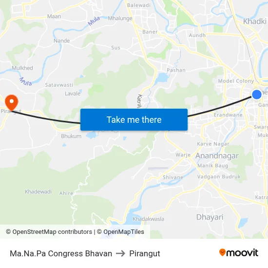 Ma.Na.Pa Congress Bhavan to Pirangut map