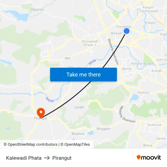 Kalewadi Phata to Pirangut map