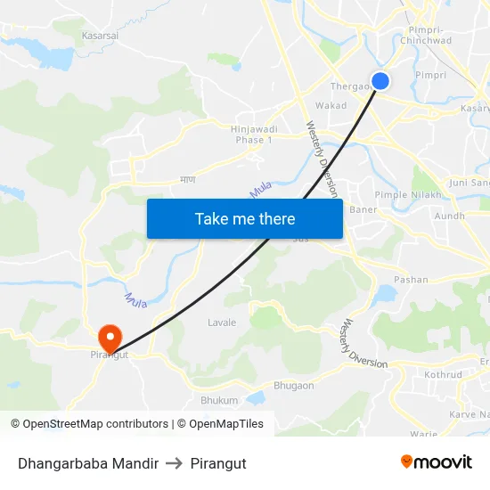 Dhangarbaba Mandir to Pirangut map