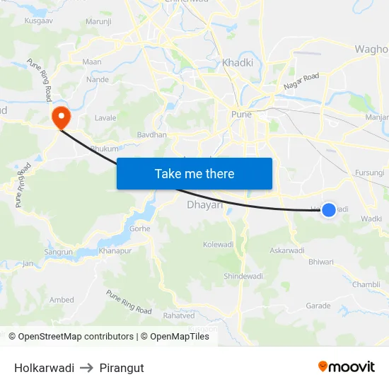 Holkarwadi to Pirangut map