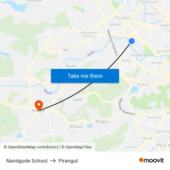 Nandgude School to Pirangut map