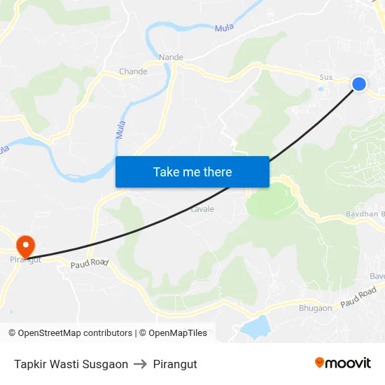 Tapkir Wasti Susgaon to Pirangut map