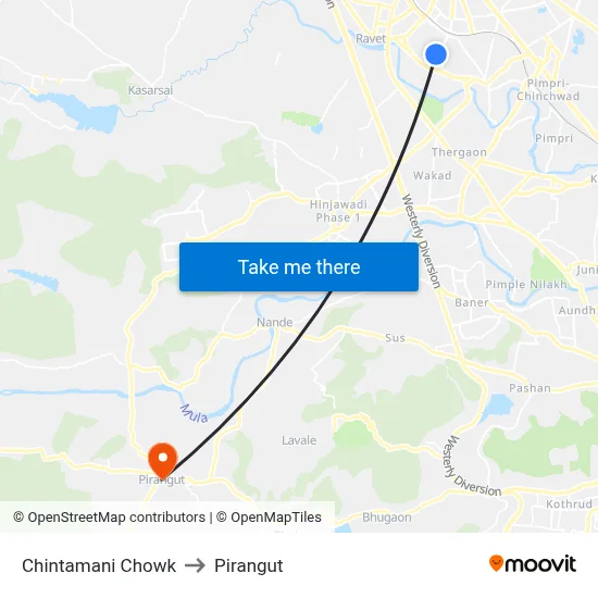Chintamani Chowk to Pirangut map