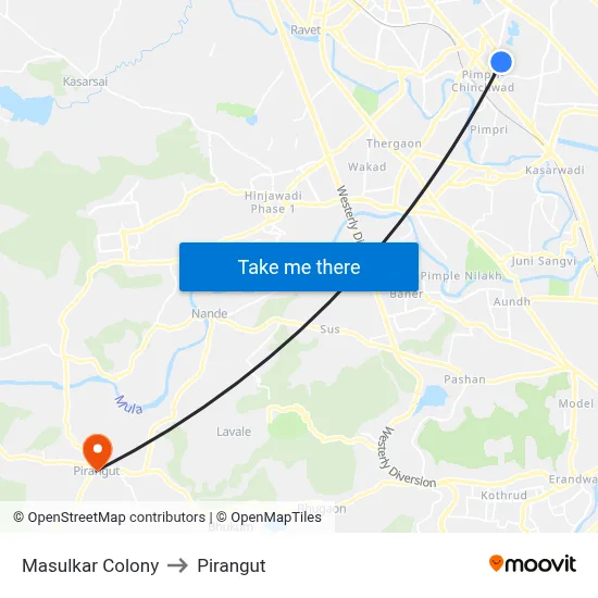 Masulkar Colony to Pirangut map