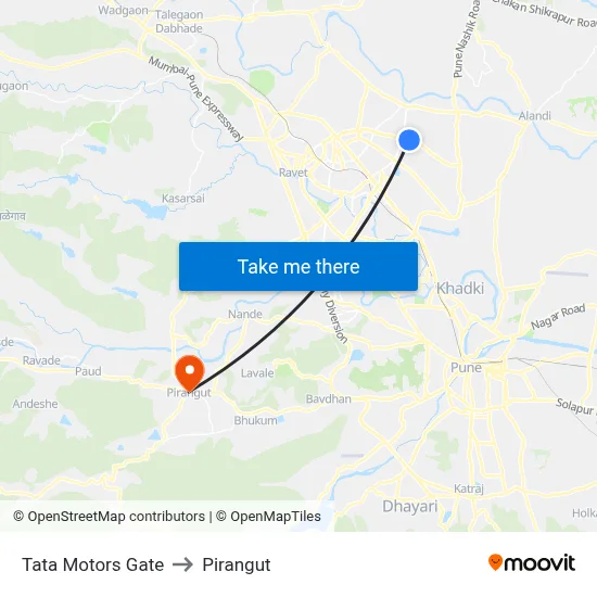 Tata Motors Gate to Pirangut map