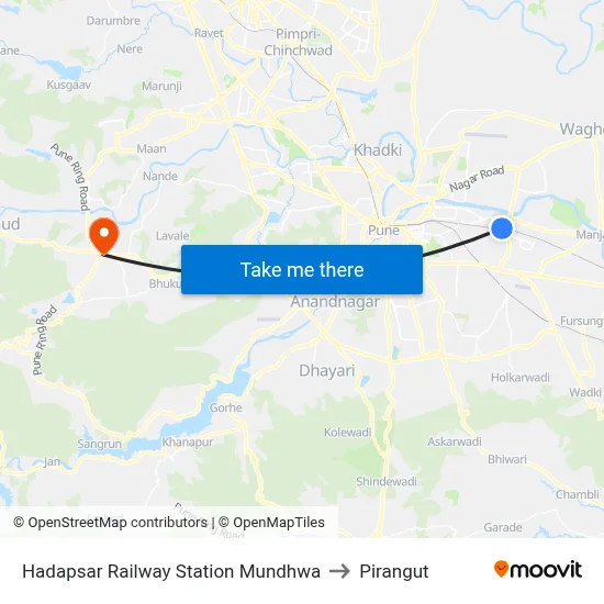 Hadapsar Railway Station Mundhwa to Pirangut map