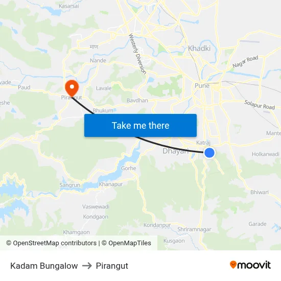 Kadam Bungalow to Pirangut map