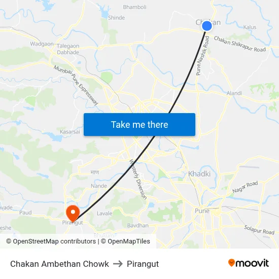 Chakan Ambethan Chowk to Pirangut map