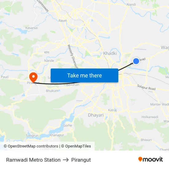 Ramwadi Metro Station to Pirangut map