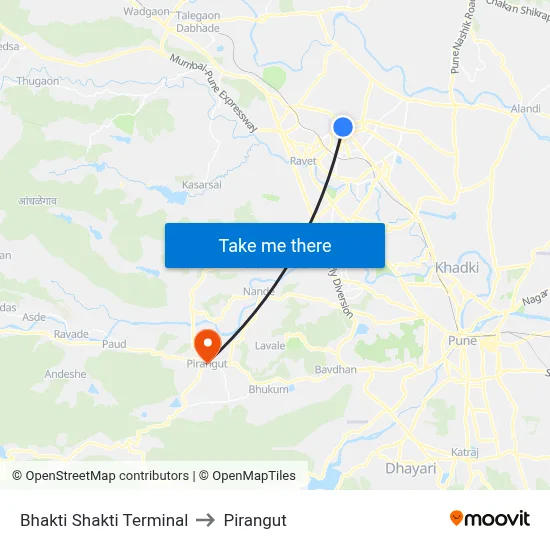 Bhakti Shakti Terminal to Pirangut map