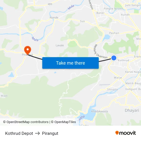 Kothrud Depot to Pirangut map