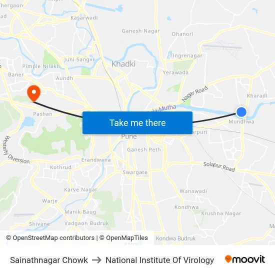 Sainathnagar Chowk to National Institute Of Virology map