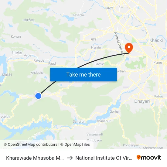 Kharawade Mhasoba Mandir to National Institute Of Virology map
