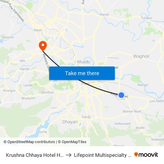 Krushna Chhaya Hotel Hadapsar to Lifepoint Multispecialty Hospital map