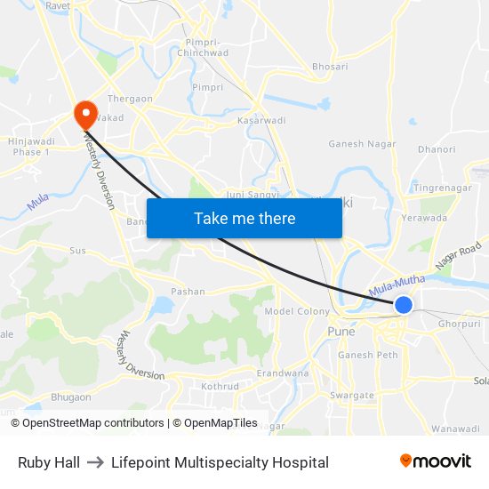 Ruby Hall to Lifepoint Multispecialty Hospital map