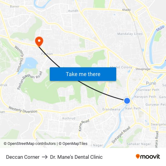 Deccan Corner to Dr. Mane's Dental Clinic map