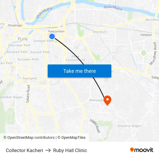 Collector Kacheri to Ruby Hall Clinic map
