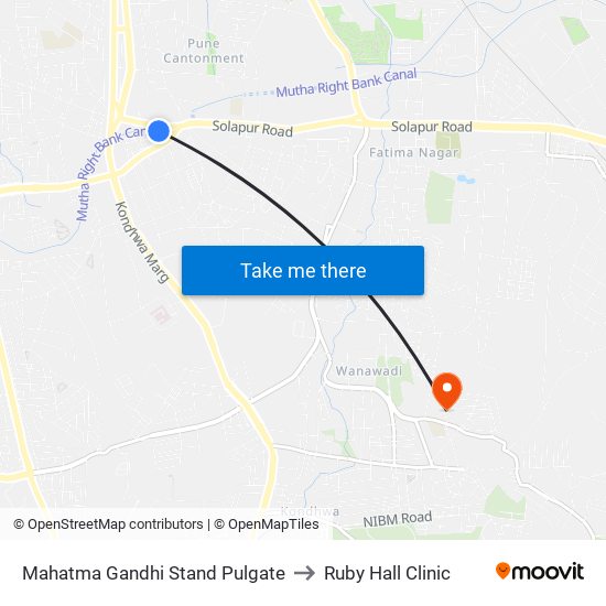 Mahatma Gandhi Stand Pulgate to Ruby Hall Clinic map