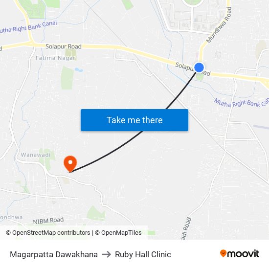 Magarpatta Dawakhana to Ruby Hall Clinic map