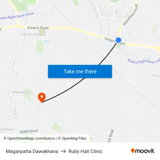 Magarpatta Dawakhana to Ruby Hall Clinic map