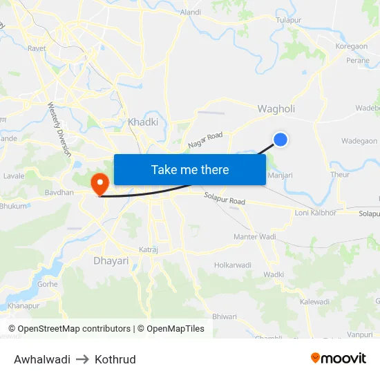 Awhalwadi to Kothrud map
