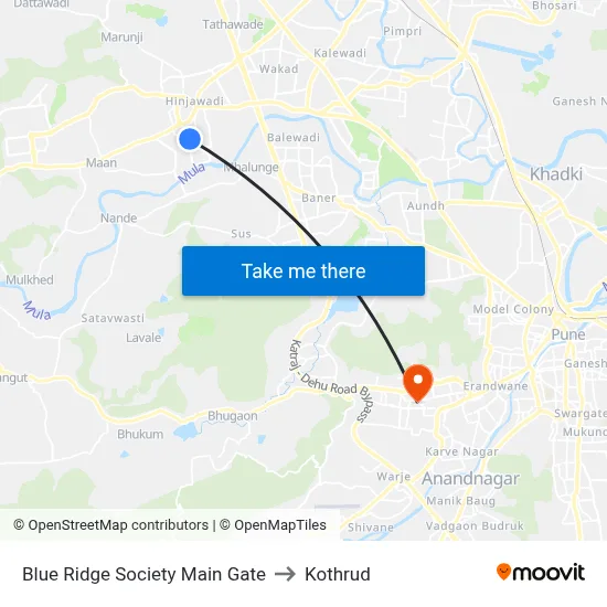 Blue Ridge Society Main Gate to Kothrud map
