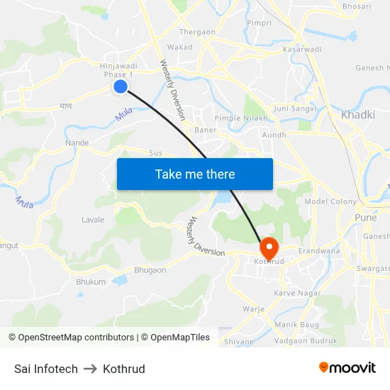 Sai Infotech to Kothrud map