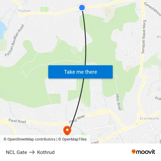 NCL Gate to Kothrud map