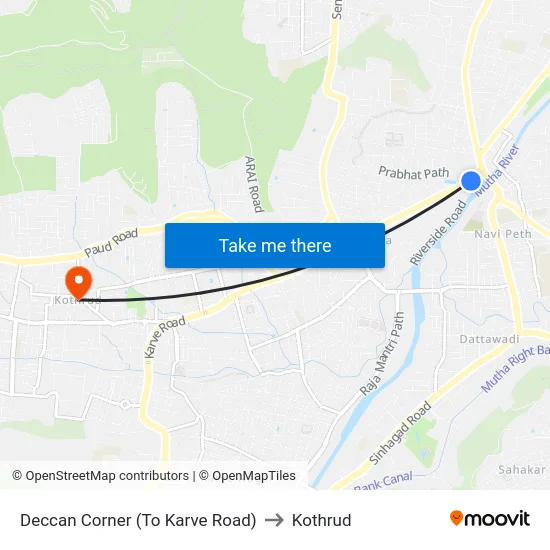 Deccan Corner (To Karve Road) to Kothrud map
