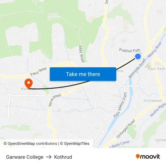 Garware College to Kothrud map