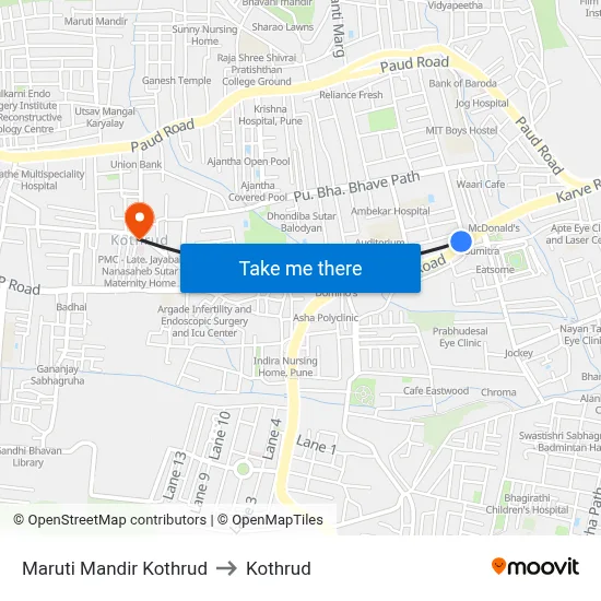 Maruti Mandir Kothrud to Kothrud map