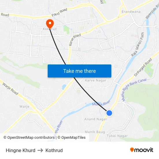 Hingne Khurd to Kothrud map