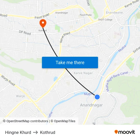 Hingne Khurd to Kothrud map