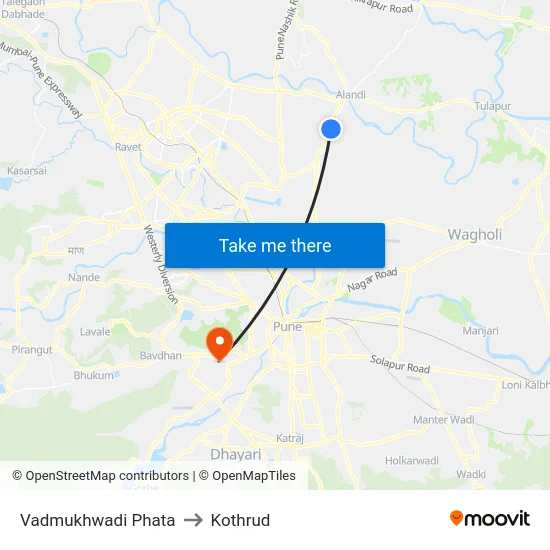 Vadmukhwadi Phata to Kothrud map