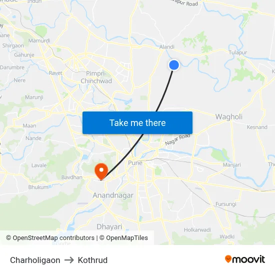 Charholigaon to Kothrud map