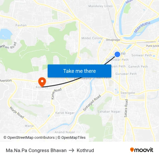 Ma.Na.Pa Congress Bhavan to Kothrud map