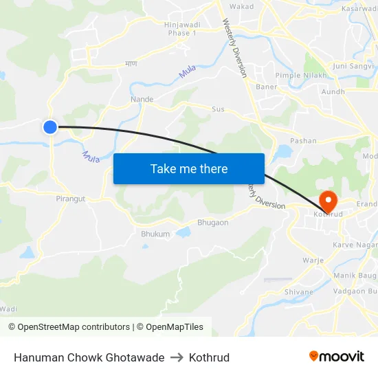 Hanuman Chowk Ghotawade to Kothrud map