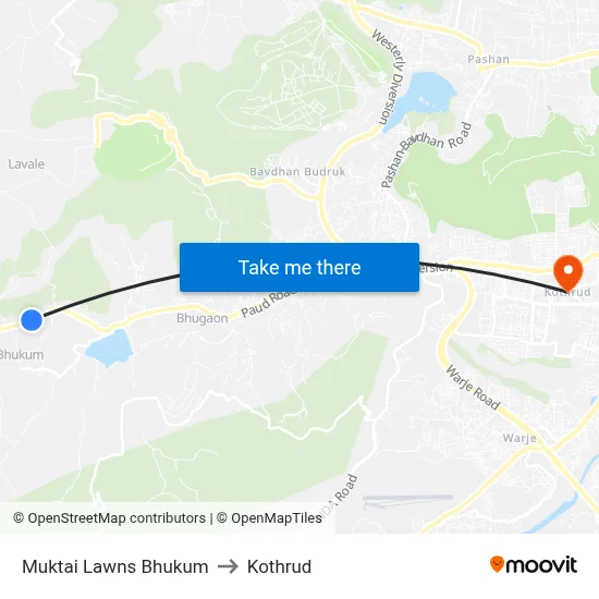 Muktai Lawns Bhukum to Kothrud map