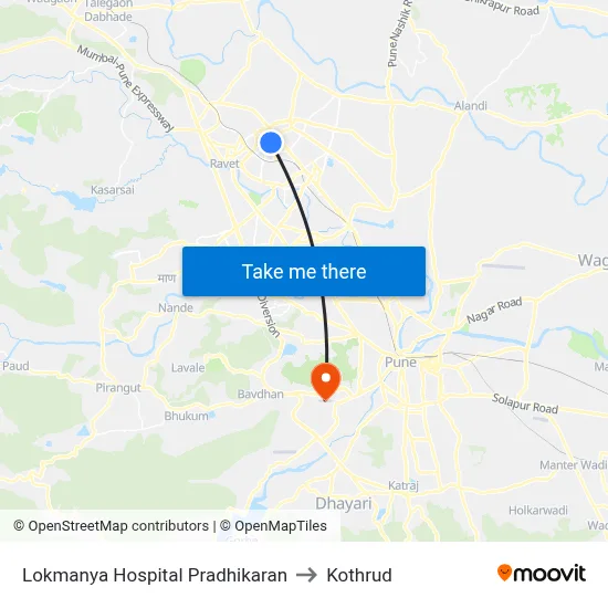 Lokmanya Hospital Pradhikaran to Kothrud map