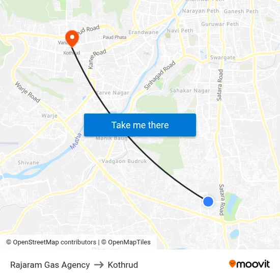 Rajaram Gas Agency to Kothrud map