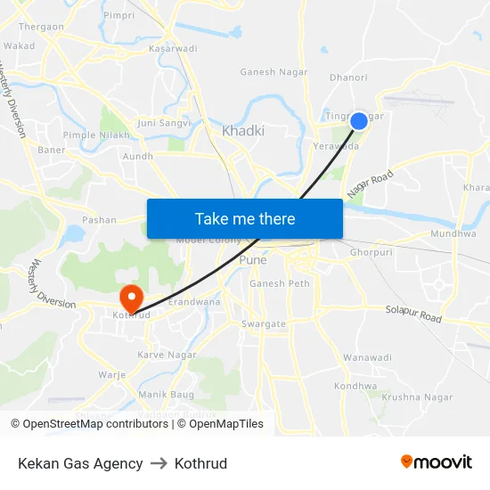 Kekan Gas Agency to Kothrud map